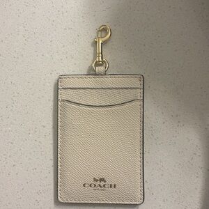 Coach Cream Card Holder with Gold Clip